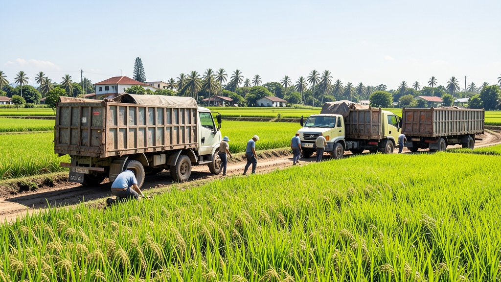 Arroceros del Guayas paralizan vías por precio bajo del grano