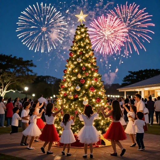 Nobol encendió su árbol de navidad con show infantil y pirotecnia