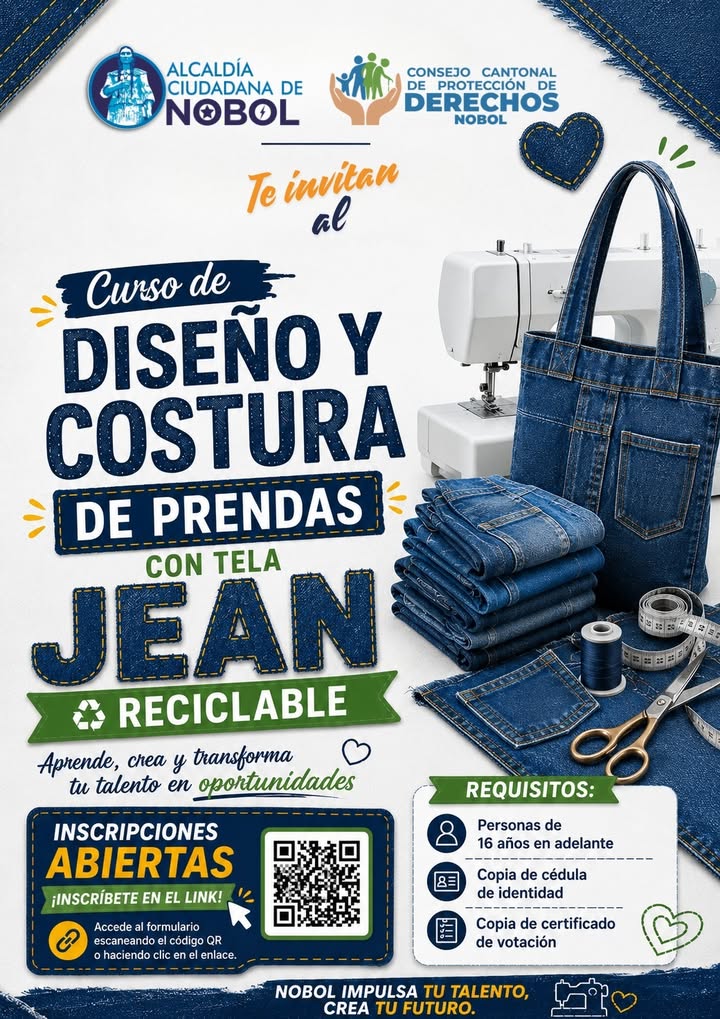 Inscripciones abiertas para curso de diseño y costura con tela reciclada en Nobol