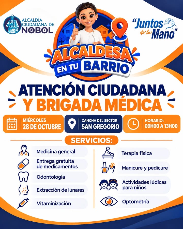 Brigada médica gratuita llega a San Gregorio este miércoles 28
