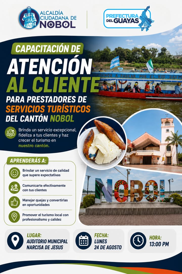 Nobol fortalece su oferta turística con capacitación en atención al cliente