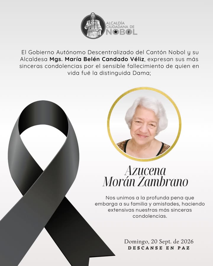 Nobol honra el legado de Azucena Morán Zambrano y su papel en la beatificación