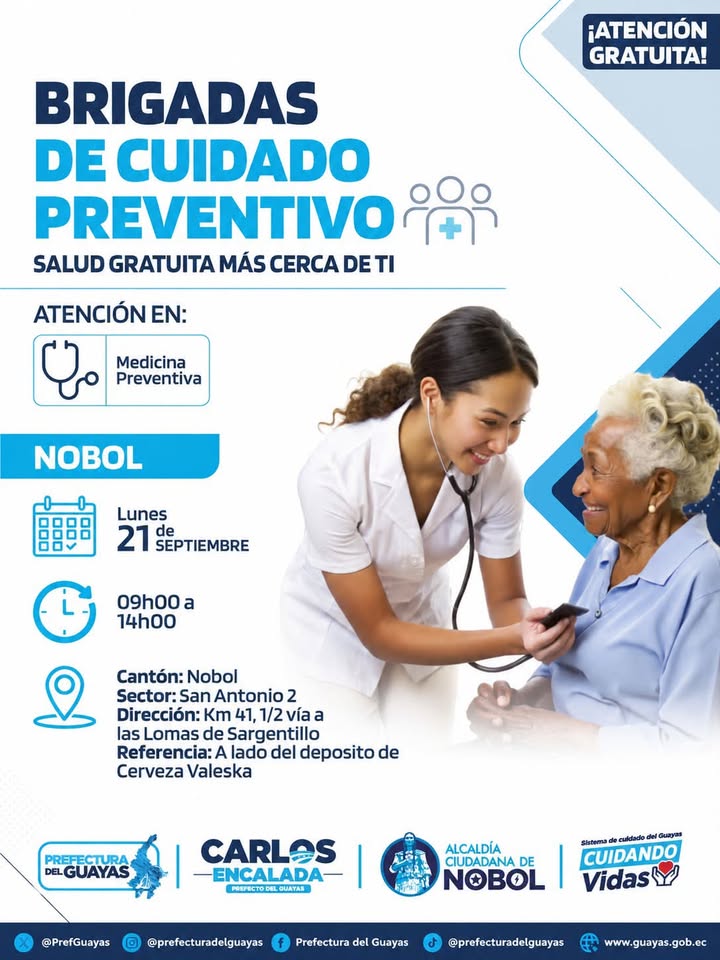 Brigadas de Salud Gratuita llegan a San Antonio 2 este lunes en Nobol