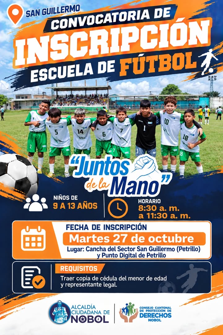 Inscripciones para Escuela de Fútbol en San Guillermo arrancan el 27 de octubre